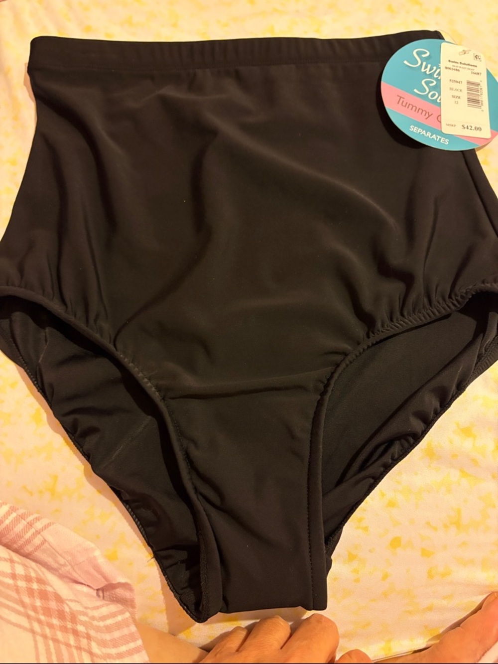 Swim Solutions women  Black High-Waist One-Piece Swim Bottom